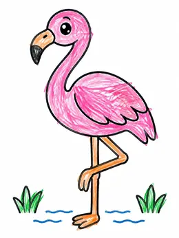 Cute Cartoon Flamingo Standing Coloring Page