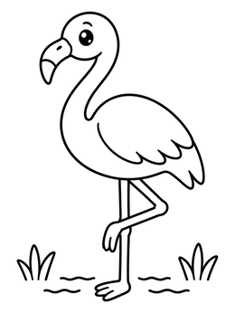 Free printable Cute Cartoon Flamingo Standing coloring page