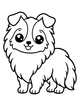 Free printable Cute Cartoon Rough Collie Pup coloring page