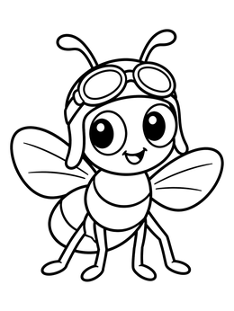 Free printable Cute Cartoon Fly With Aviator Goggles coloring page