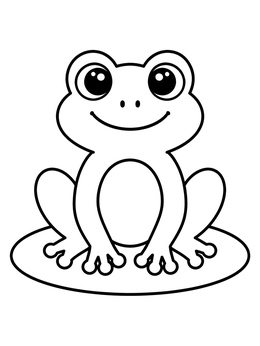 Free printable Cute Cartoon Frog On Lily Pad coloring page