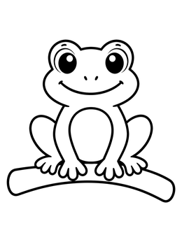 Free printable Cute Cartoon Frog On A Branch coloring page