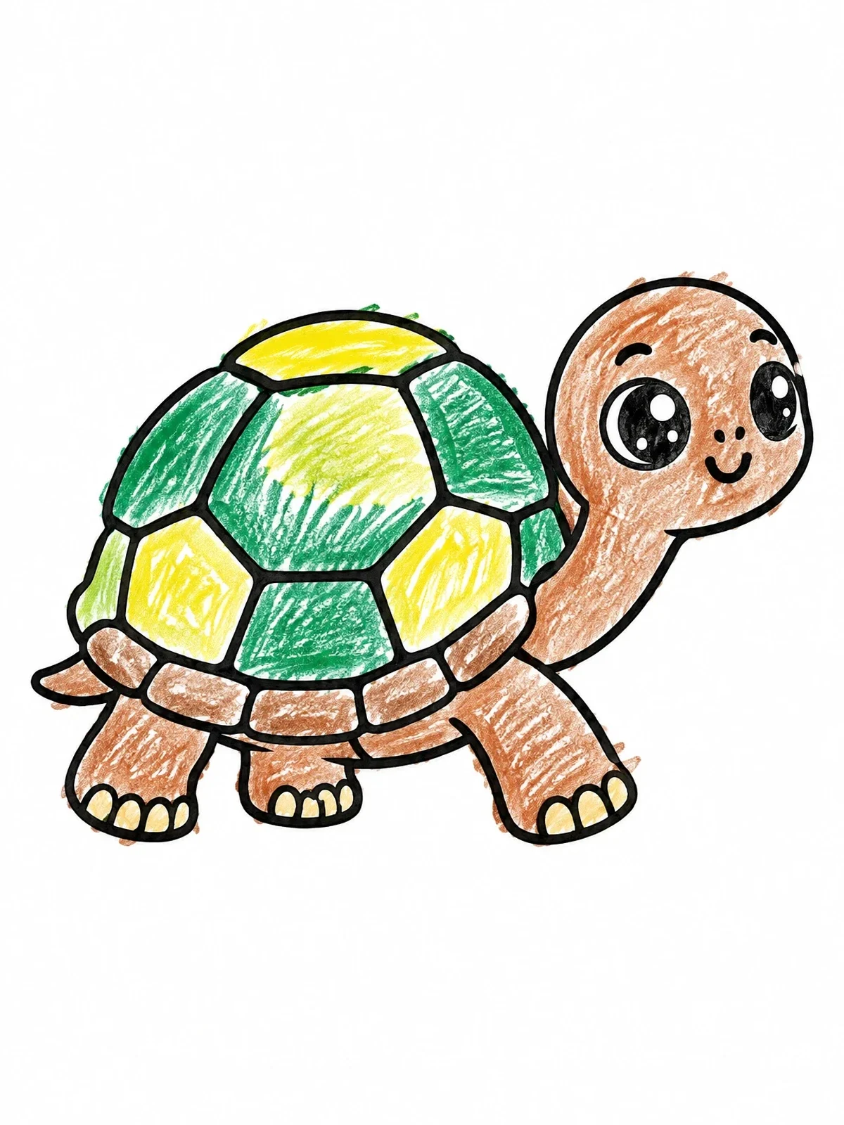 Colored example of the Cute Cartoon Galapagos Tortoise coloring page