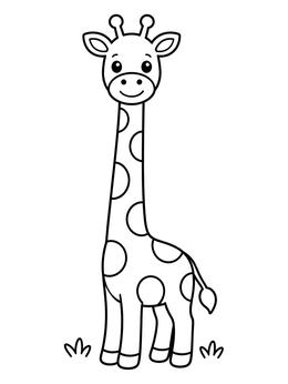 Free printable Cute Cartoon Giraffe Standing Tall coloring page
