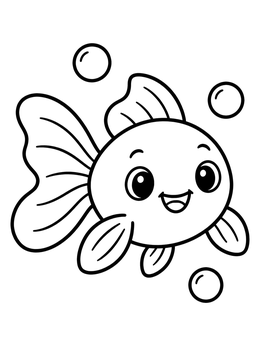 Free printable Cute Cartoon Goldfish With Bubbles coloring page