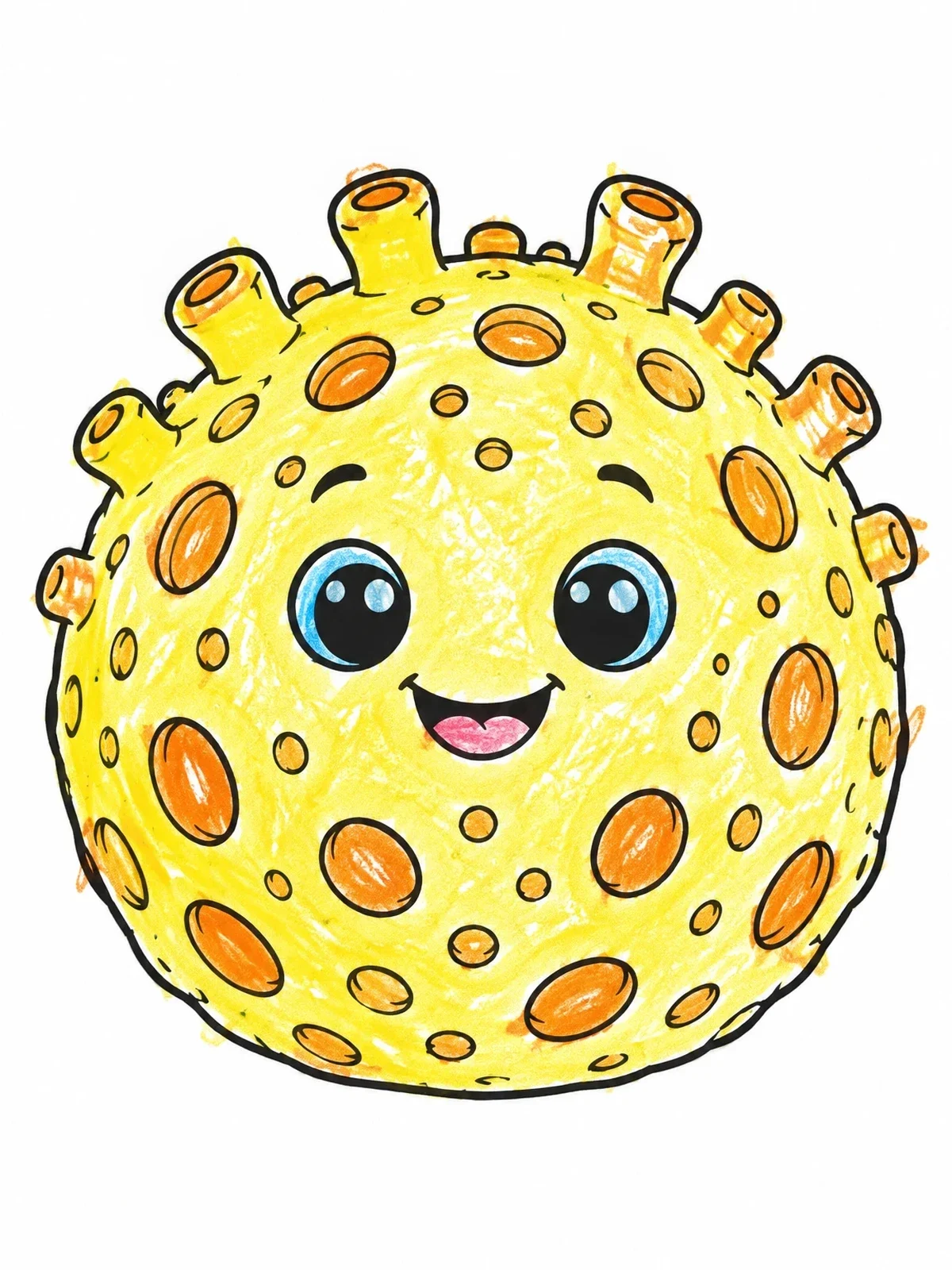 Colored example of the Cute Cartoon Golf Ball Sea Sponge coloring page