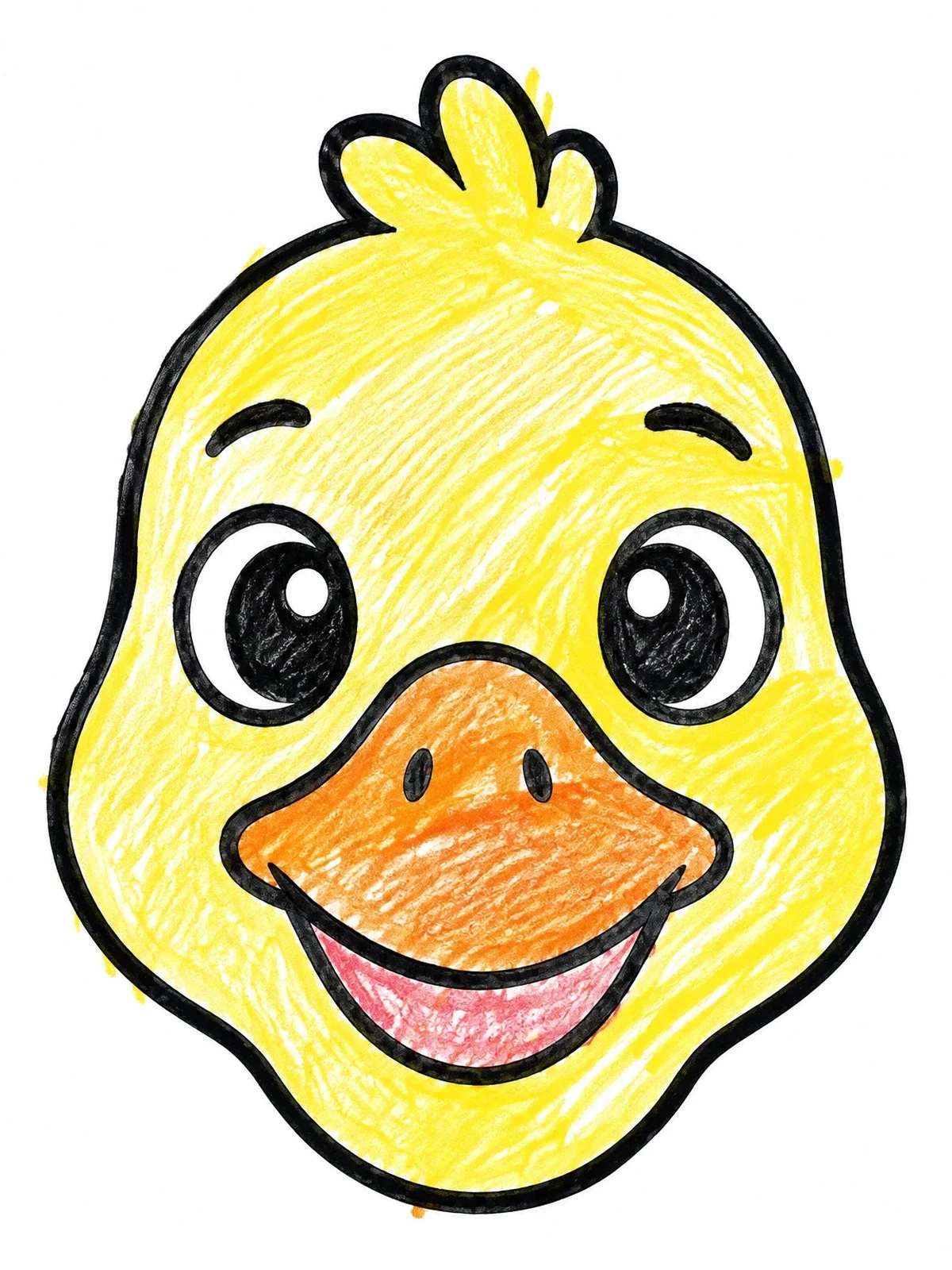 Colored example of the Cute Cartoon Goose Face coloring page