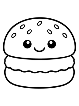 Free printable Cute Cartoon Hamburger With Smile coloring page