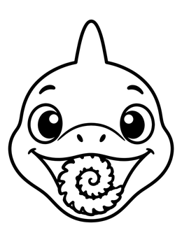Free printable Cute Cartoon Helicoprion Face coloring page