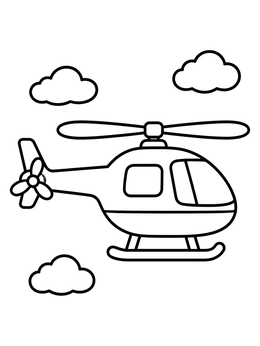 Free printable Cute Cartoon Helicopter In Sky coloring page