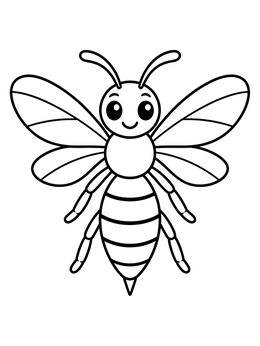 Free printable Cute Cartoon Hornet With Spread Wings coloring page