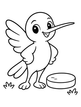 Free printable Cute Cartoon Hummingbird Standing Outside coloring page
