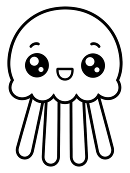 Free printable Cute Cartoon Jellyfish With Big Eyes coloring page