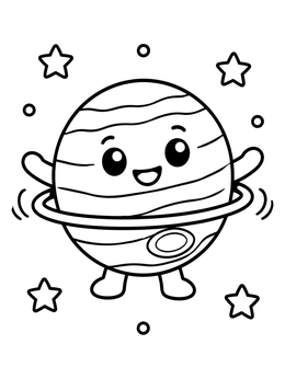 Free printable Cute Jupiter Playing With A Ring coloring page