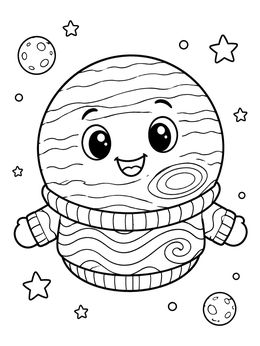 Free printable Cute Cartoon Jupiter Wearing A Sweater coloring page