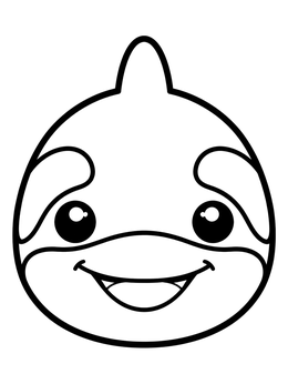 Free printable Cute Cartoon Killer Whale Face coloring page