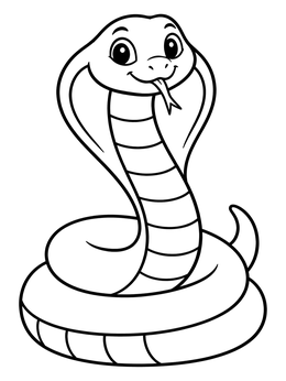 Free printable Cute Cartoon King Cobra coloring page