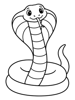 Free printable Cute Cartoon King Cobra coloring page