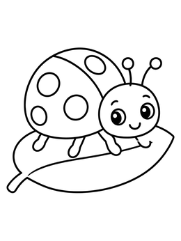 Free printable Cute Cartoon Ladybug On A Leaf coloring page