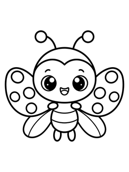 Free printable Cute Cartoon Ladybug With Spread Wings coloring page