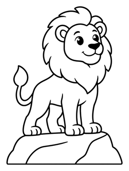Free printable Cute Cartoon Lion On A Rock coloring page