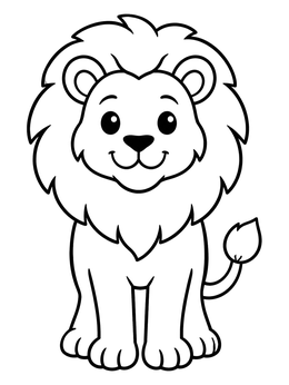 Free printable Cute Cartoon Lion Sitting coloring page