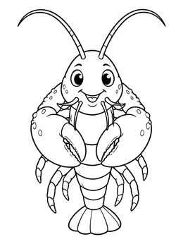 Free printable Cute Cartoon Lobster Smiling coloring page