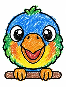 Cute Cartoon Lorikeet On Perch Coloring Page