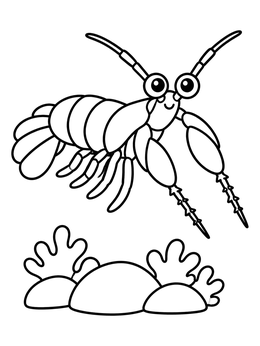 Free printable Cute Cartoon Mantis Shrimp Swimming coloring page