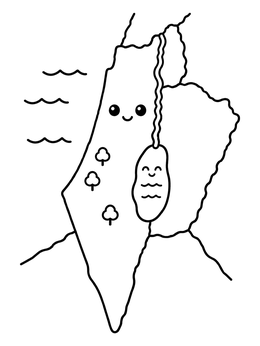 Free printable Cute Cartoon Map Of Israel coloring page