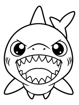 Free printable Cute Cartoon Megalodon Face coloring page