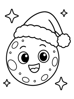 Free printable Cute Cartoon Mercury In Santa Hat coloring page