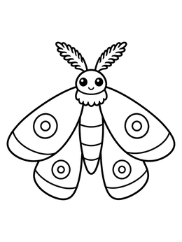 Free printable Cute Cartoon Moth With Feathered Antennae coloring page