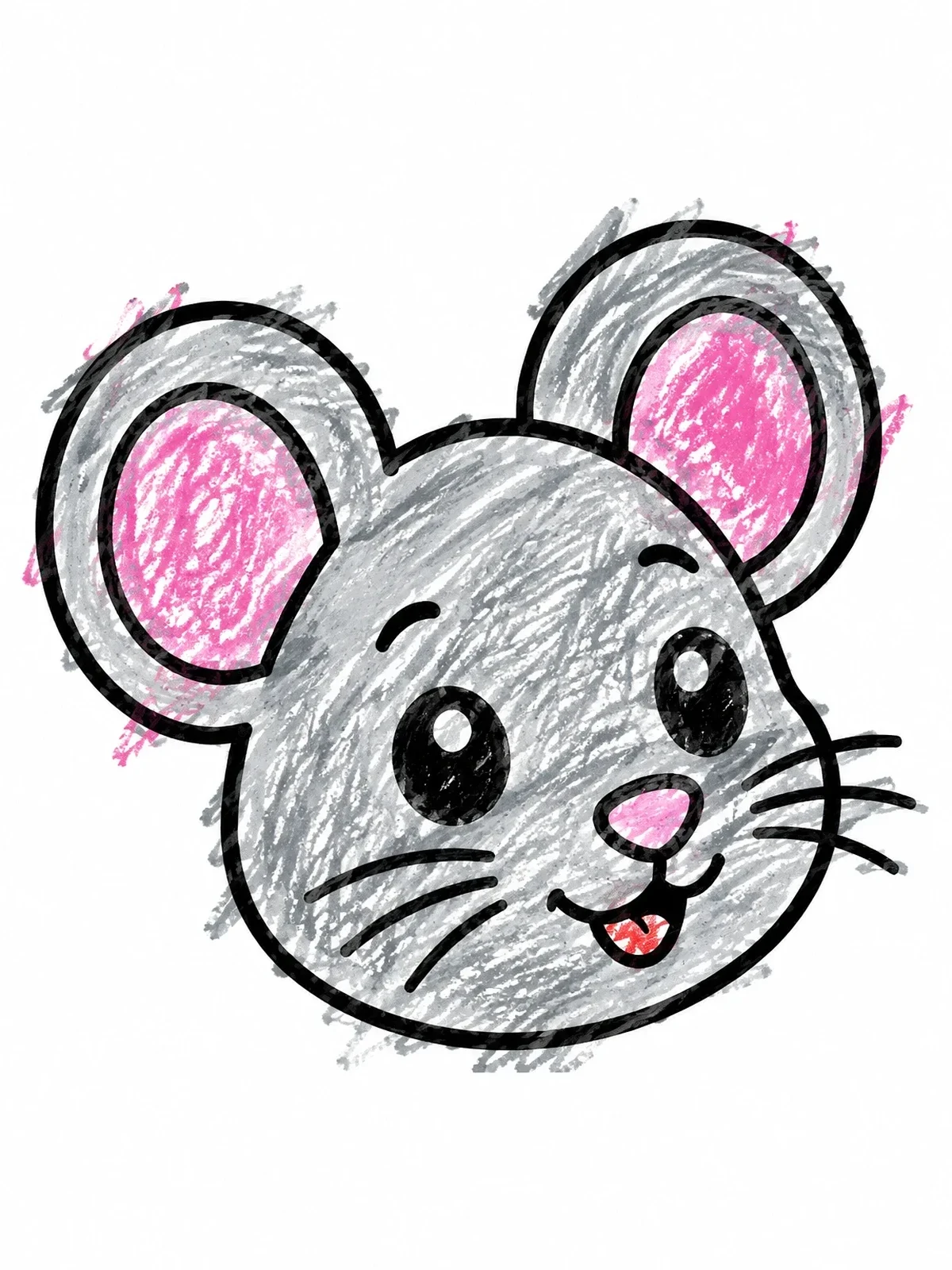 Colored example of the Cute Cartoon Mouse Face coloring page