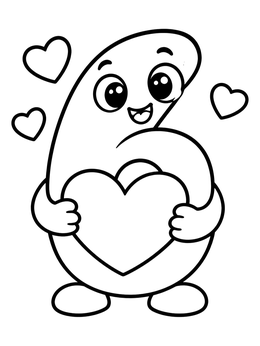 Free printable Cute Cartoon Number Six With Hearts coloring page