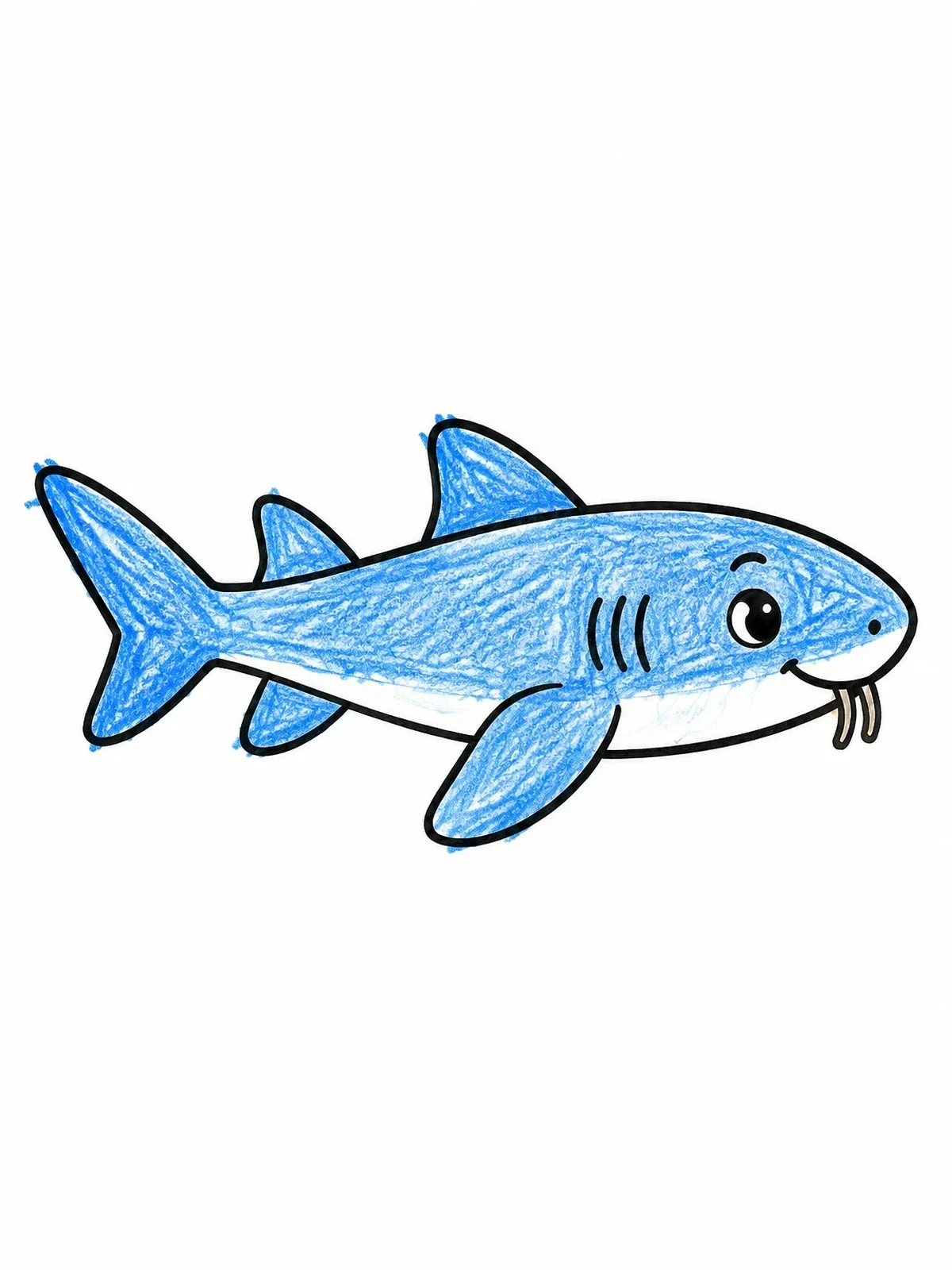 Colored example of the Cute Cartoon Nurse Shark coloring page