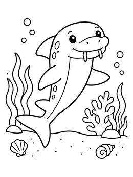 Free printable Cute Cartoon Nurse Shark Swimming coloring page