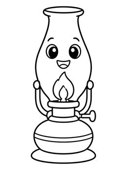 Free printable Cute Cartoon Oil Lamp coloring page