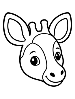 Free printable Cute Cartoon Okapi Head coloring page