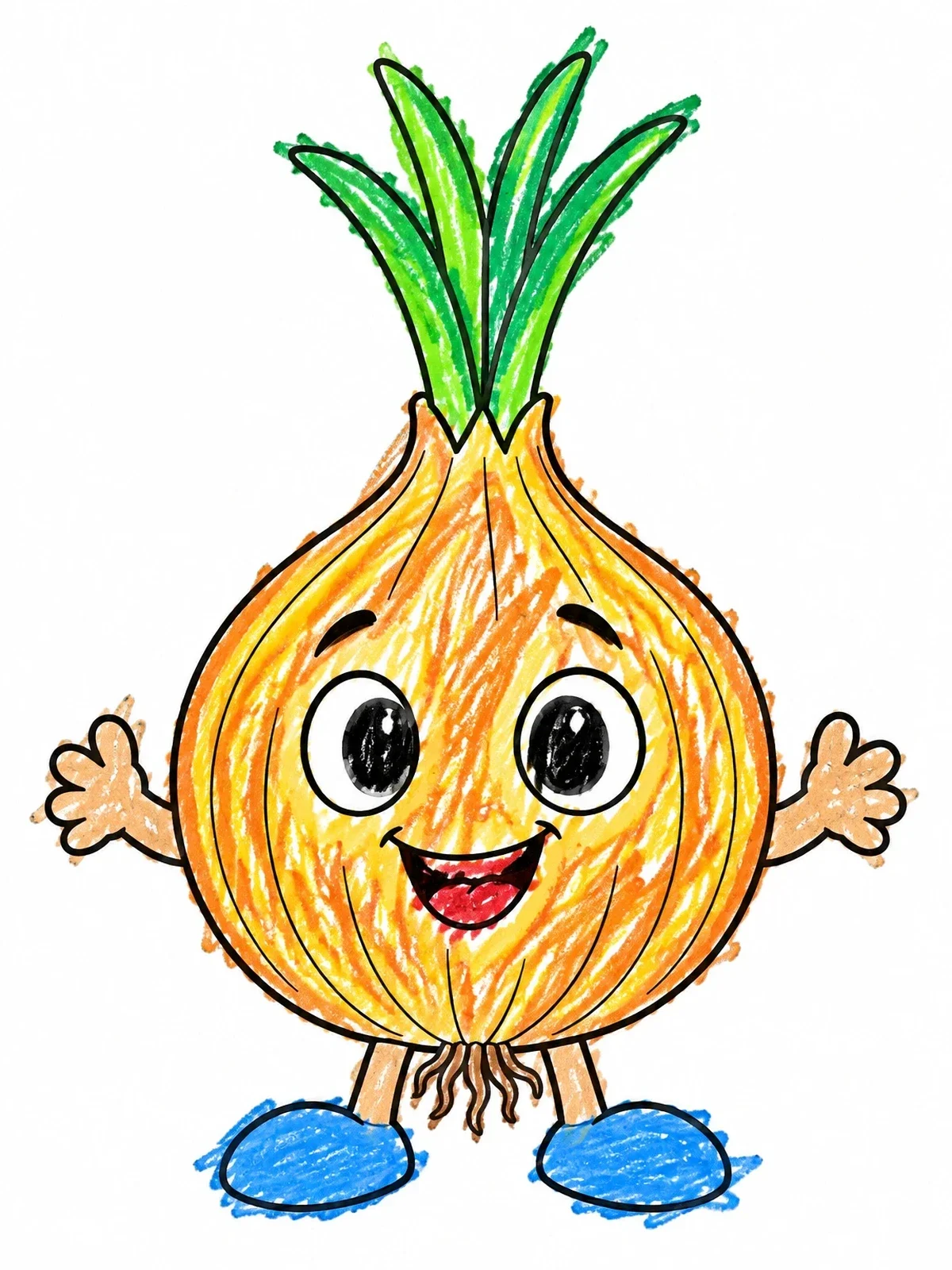 Colored example of the Cute Cartoon Onion Character coloring page