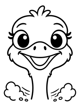 Free printable Cute Cartoon Ostrich Face coloring page