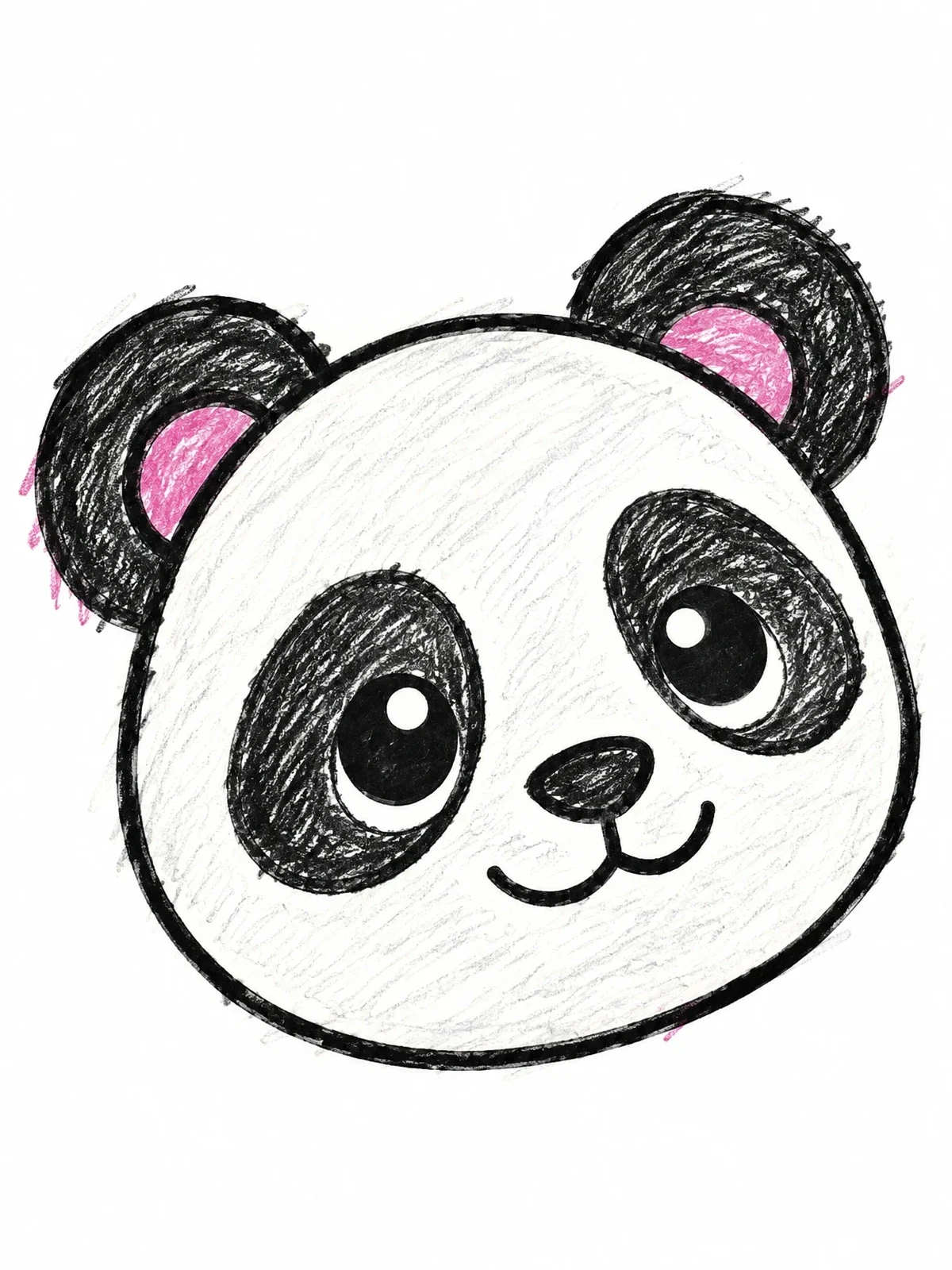 Colored example of the Cute Cartoon Panda Face coloring page