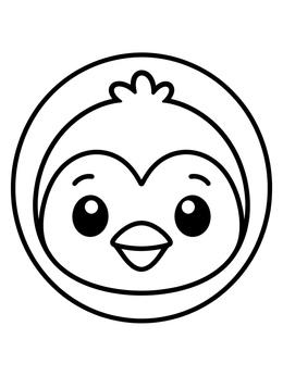 Free printable Cute Cartoon Penguin Face Circle coloring page
