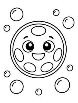 Free printable Cute Cartoon Phytoplankton Cell With Bubbles coloring page