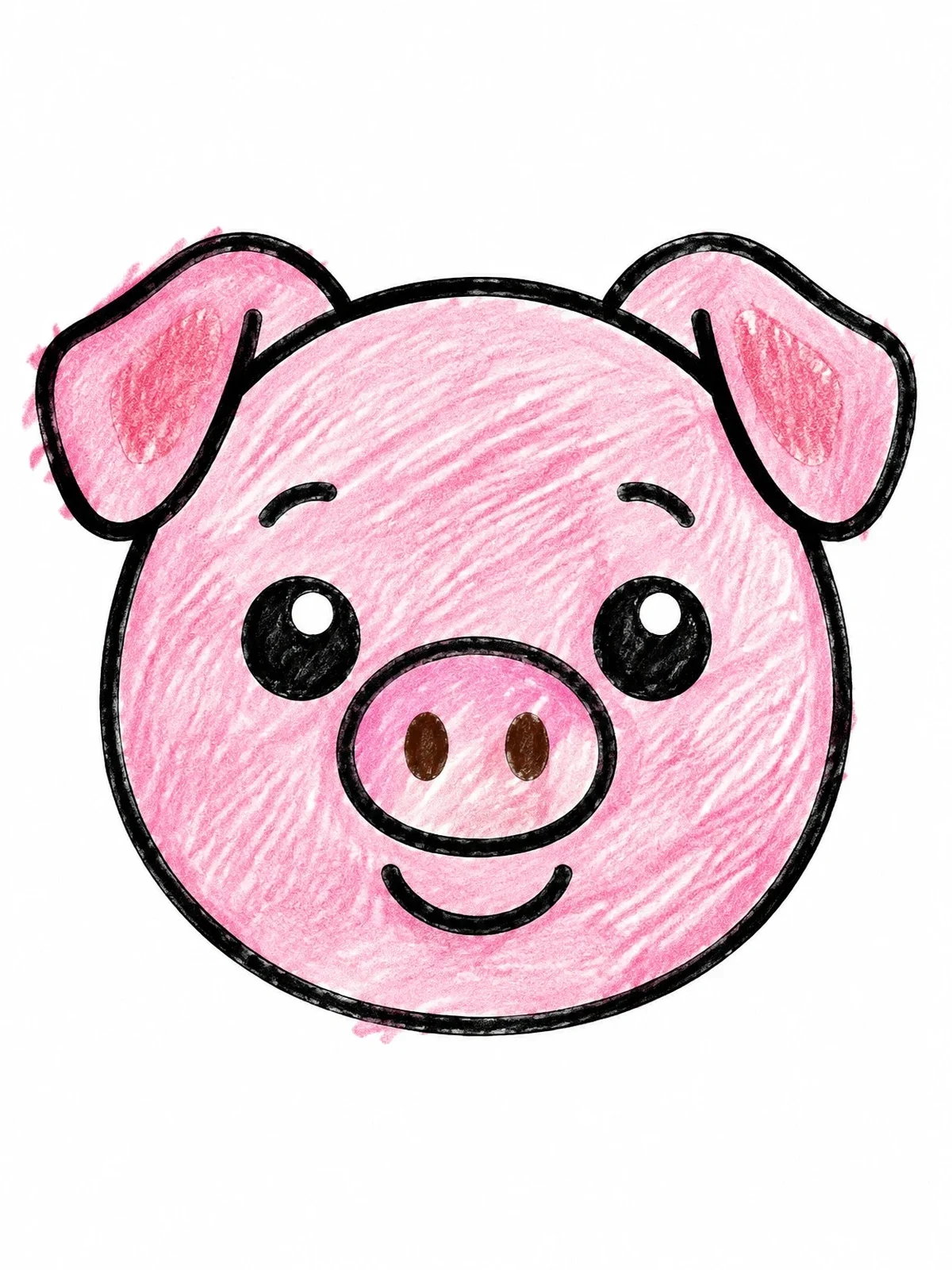 Colored example of the Cute Cartoon Pig Face coloring page