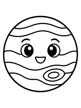 Free printable Cute Cartoon Planet Jupiter coloring page