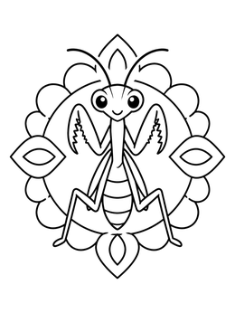 Free printable Cute Cartoon Praying Mantis coloring page