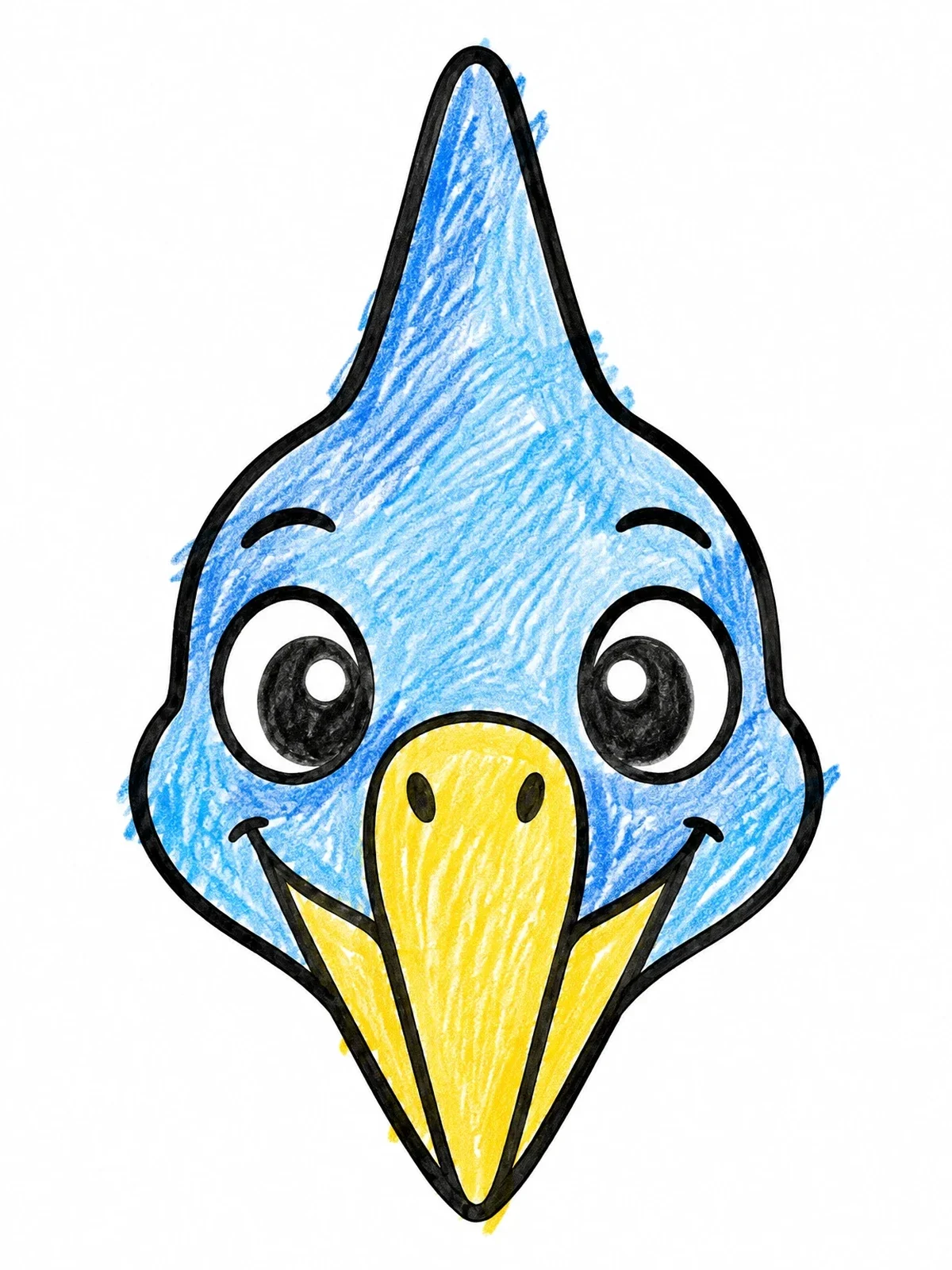 Colored example of the Cute Cartoon Pteranodon Face coloring page