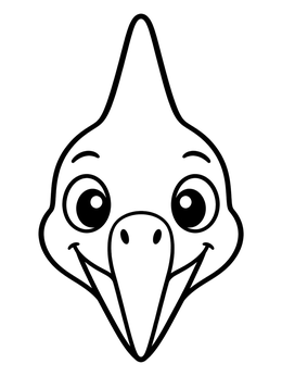 Free printable Cute Cartoon Pteranodon Face coloring page