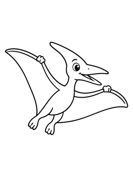 Free printable Cute Cartoon Pteranodon Gliding coloring page